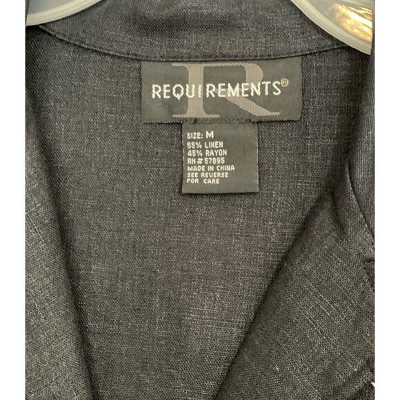 REQUIREMENTS Women's Linen Blend Black Beaded Button Blouse Medium Embroidery - Picture 5 of 13